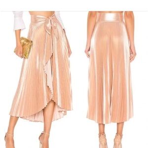 A.L.C. Metallic Pleated Skirt in Rose Gold
